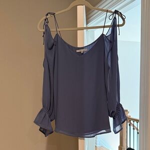 Naked Zebra Navy Blouse with Tie Straps